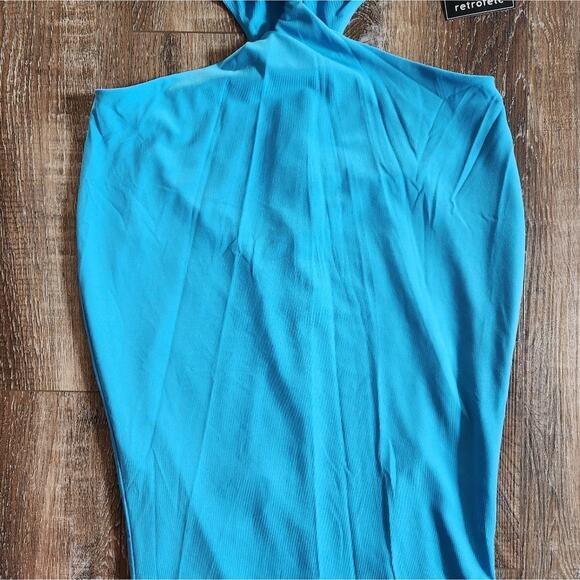 Retrofete Raven Dress in Peacock Blue Size Large Halter Open Back NWT - Picture 5 of 14